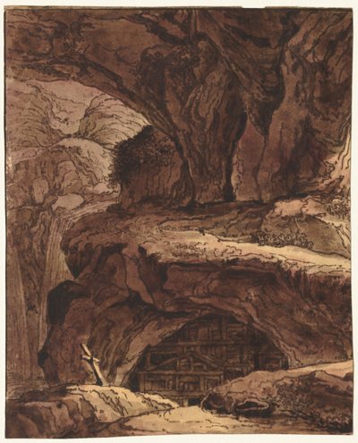 Mağara Şapeli ile Kayalık Manzara by attributed to Johann Martin von Rohoden