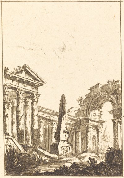 Harabeler ve Dikilitaş ile Capriccio by attributed to Jérôme Charles Bellicard