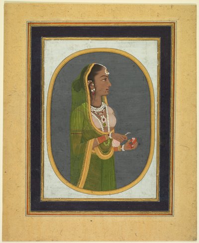 Court Lady Dökme Şarap (rekto) by attributed to Muhammad Rizavi Hindi