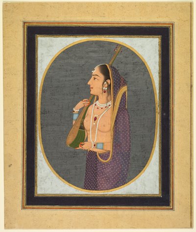 Mahkeme hanımı şarkı söyleyip vina çalıyor by attributed to Muhammad Rizavi Hindi
