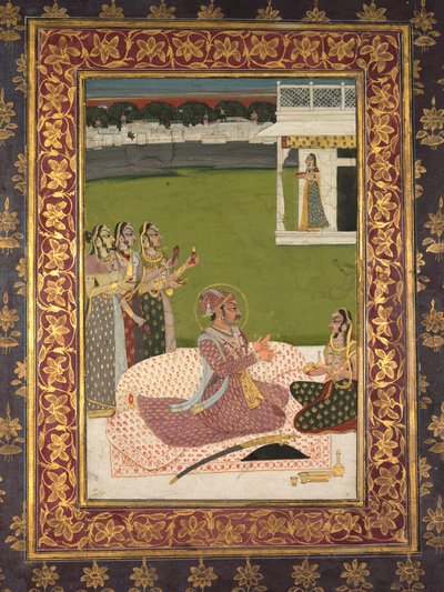 Maharaja Savant Singh'in Eşi, Bani Thani ile Portresi by attributed to Nihal Chand