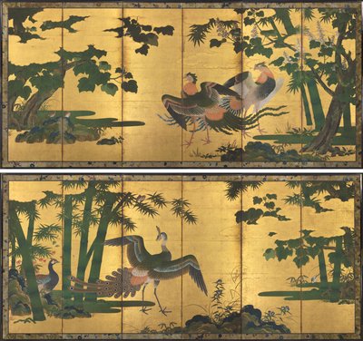 Tavuskuşu ve Anka Kuşları by attributed to Tosa Mitsuyoshi