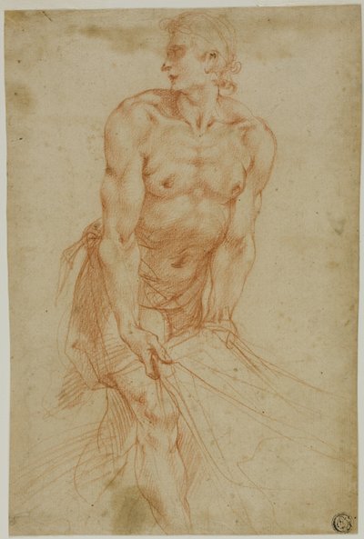 Çarşafı Çekiştiren Adam: Mezara Gömülme Çalışması [Certosa di San Martino Kutsal Alanı, Napoli, 1596] by called Cavaliere d
