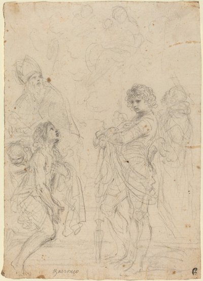 Azizler Gimignano, Vaftizci Yahya, George ve Peter Martyr ile Madonna ve Çocuk by called Guercino Giovanni Francesco Barbieri
