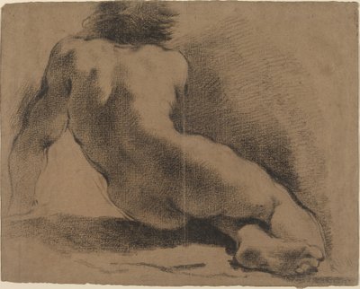 Oturan Çıplak Çocuk Arkadan Göründü by called Guercino Giovanni Francesco Barbieri