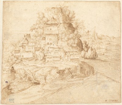 Bir Tepenin Eteğinde Yuvalanmış Bir Köy (recto) by circle of Giorgione