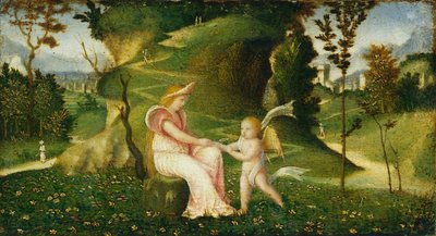 Bir Manzarada Venüs ve Aşk Tanrısı by circle of Giorgione