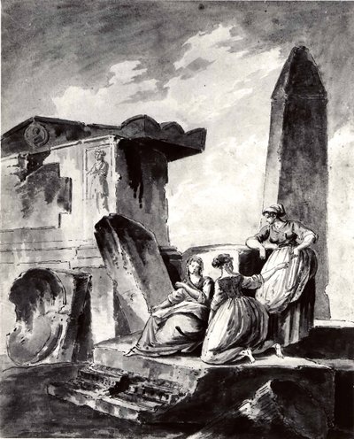 Harabelerden Üç Genç Kız, yak. 1790. by copy after Hubert Robert.