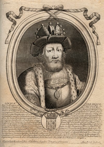Louis II Begue veya Faineant portresi (846 - 879), Frank Kralı - Louis II Kekeme 848 - 879 - gravür 