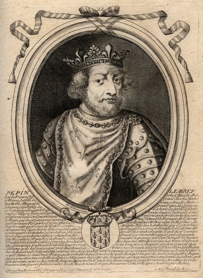Pepin III dit Pepin le Brief (714-768) kralı Fransa kralı - Pepin III (714-68) (Pepin the Short) Frank of King - gravür 