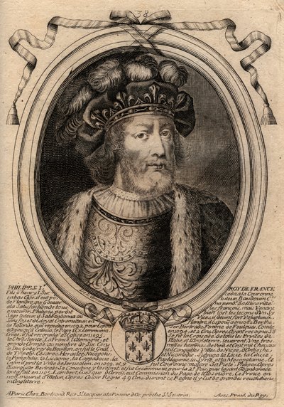 Philip I (1060 - 1108), Fransa Kralı - Philip I (1053-1108) Fransa Kralı - gravür 'Les Augustes, Pharamond'dan Louis XIV'e Fransa'nın Tüm Krallarının Temsilleri', Paris by de Larmessin