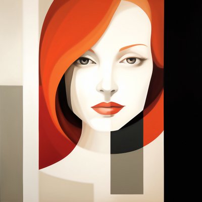 Soyut Minimalist Çağdaş kız Portre, talep üzerine duvar sanatı baskısı by F. Abderrahim