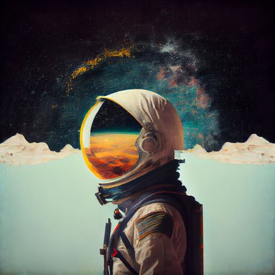 Uzayda soyut yalnız astronot resmi, duvar sanatı baskıları by F. Abderrahim