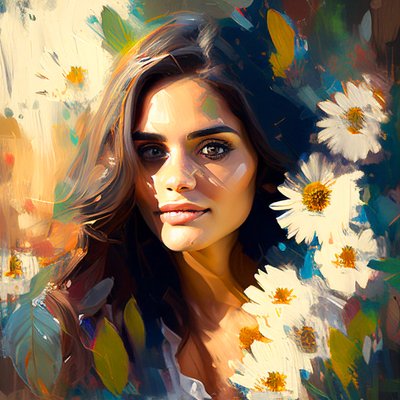 Güzel Meksikalı kadın portresi ve ayçiçekleri, Yazdırılabilir Soyut Dijital Sanat by F. Abderrahim