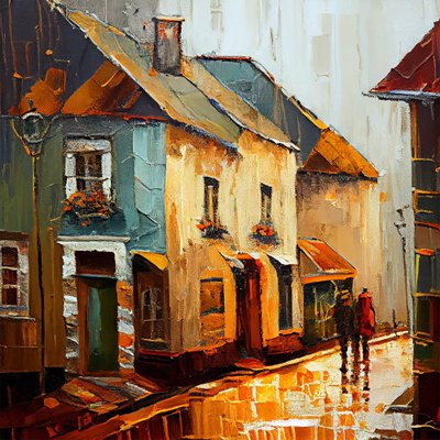 Mahalle evlerinin güzel tablosu, Eski köy by F. Abderrahim