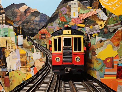 Füniküler tren istasyonu Kolaj Çıkartmaları, Talep üzerine kanvas tablo baskıları by F. Abderrahim