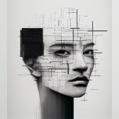 Minimalizm İnsan Yüzü Çizimi, talep üzerine sanat baskıları by F. Abderrahim
