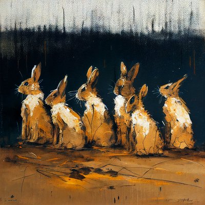 Figüratif tarzda tavşan resmi, duvar sanatı baskıları by F. Abderrahim