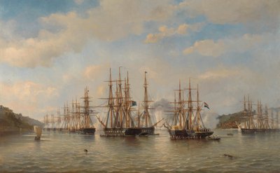 Fransız Komutan Constant Jaurès liderliğindeki Sefer sırasında Japon Sularında Hollandalı, İngiliz, Fransız ve Amerikan Filoları, Eylül 1864 by jonkheer Jacob Eduard van Heemskerck