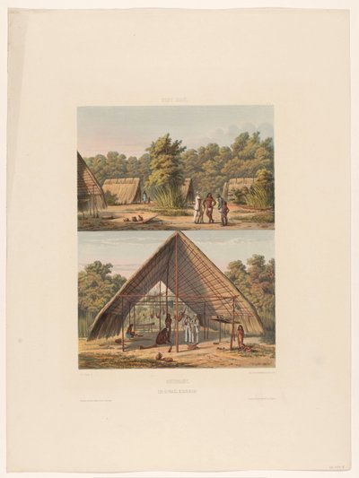 Arawaks Surinam Kampı. Bir Arowakka Kızılderili Kampı (nesnedeki başlık) by jonkheer Jacob Eduard van Heemskerck