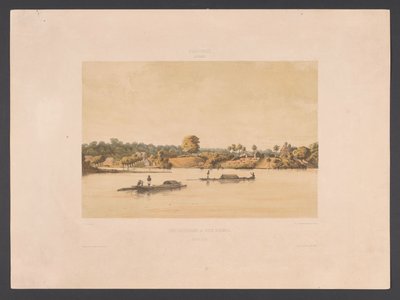 Paramaribo Post Gelderland ve Joden Savannah'da [nehir tarafı] (nesne üzerinde başlık) Batı Hint Adaları (nesne üzerinde seri başlığı) Gezigten uit Neerland's West-Indien (dizi başlığı) by jonkheer Jacob Eduard van Heemskerck