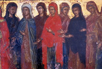 Dindar kadınlar, Palea Roumata Bizans kilisesinde ahşap panel, Girit, Yunanistan (fotoğraf) by Theodore Charles Ange Coquelin