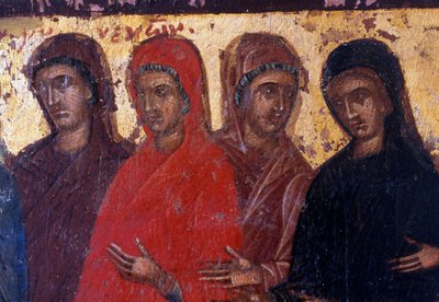 Dindar kadınlar, Palea Roumata Bizans kilisesinde ahşap panel, Girit, Yunanistan (fotoğraf) by Theodore Charles Ange Coquelin