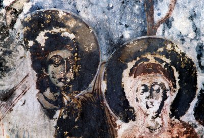 Azizler, Agios Vasileios kilisesinde hasarlı fresk, Vavouledo, Girit, Yunanistan (fotoğraf) by Theodore Charles Ange Coquelin