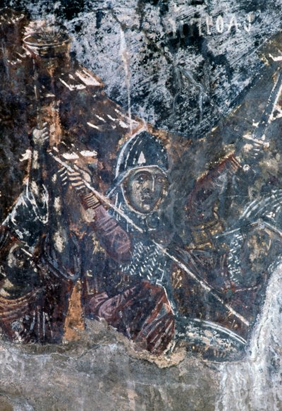 Asker, Agios Vasileios kilisesinin tavanında hasarlı fresk, Vavouledo, Girit, Yunanistan (fotoğraf) by Theodore Charles Ange Coquelin