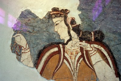 Mycenae, Yunanistan, Miken uygarlığından kadın figürlü fresk parçası by Unbekannt Unbekannt