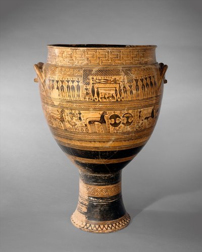 Yunan Attic Krater, Geometrik Dönem (pişmiş toprak) by painter Hirschfeld