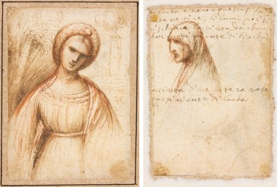 Manzaradaki Kadın (rekto); Yaşlı Bir Kadının Göğüs Boyu Profili (verso) by possibly by Dosso Dossi