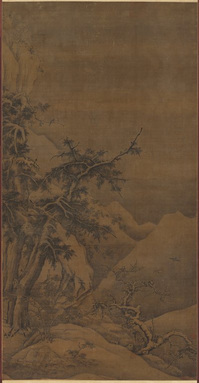 Dağlık Kış Manzarasında Korudaki Kuşlar by possibly by Gao Tao