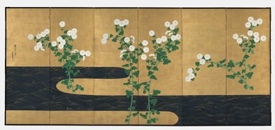 Dere kenarında krizantemler by possibly by Ogata Kōrin
