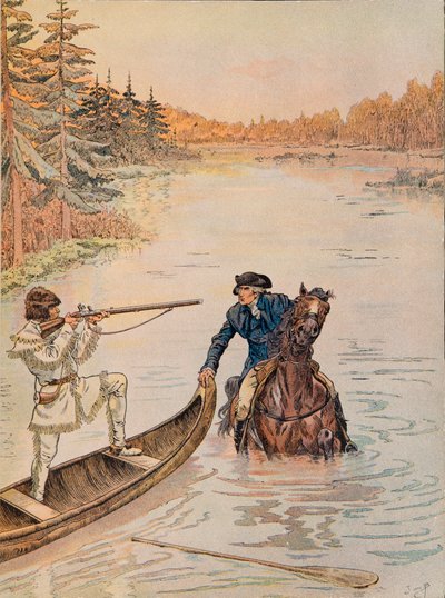 Jacques Marie Gaston Onfroy de Breville, JOB (1858-1931) - Georges Washington, topraklarında avcı muhafızını oynuyor, Özel Koleksiyon by pseudonym for Onfray de Breville Jacques Job