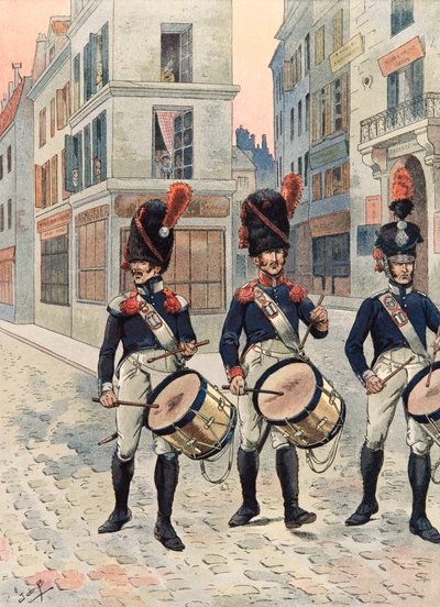 Jacques Marie Gaston Onfroy de Breville dit JOB (1858-1931) - Her zaman Fransız birliklerinin kıyafeti: Paris Ulusal Muhafızlarının Davulları (1814 - 1815), Özel Koleksiyon by pseudonym for Onfray de Breville Jacques Job