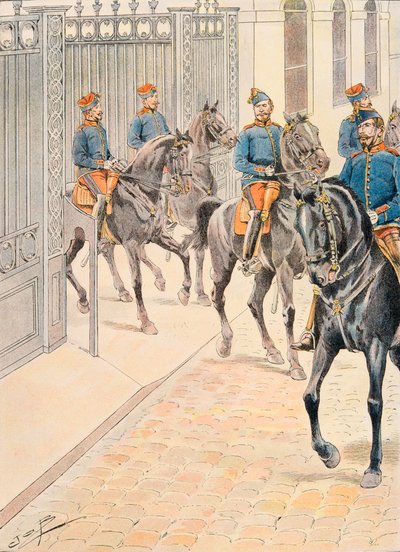 Jacques Marie Gaston Onfroy de Breville dit JOB (1858-1931) - Her zaman Fransız birliklerinin kıyafeti: Yüz Gardes (İkinci İmparatorluk), Özel Koleksiyon by pseudonym for Onfray de Breville Jacques Job
