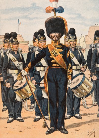 Jacques Marie Gaston Onfroy de Breville dit JOB (1858-1931) - Her zaman Fransız birliklerinin kıyafeti: Filo Ekiplerinin Davul Binbaşısı (1837), Özel Koleksiyon by pseudonym for Onfray de Breville Jacques Job