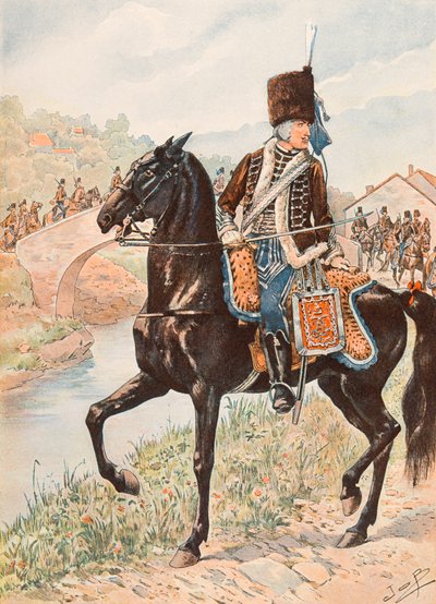 Jacques Marie Gaston Onfroy de Breville dit JOB (1858-1931) - Her zaman Fransız birliklerinin kıyafeti: Chamborant Hussars Albay (1784), Özel Koleksiyon by pseudonym for Onfray de Breville Jacques Job