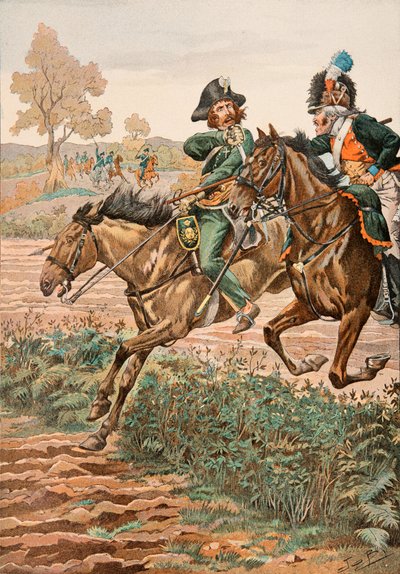 Jacques Marie Gaston Onfroy de Breville dit JOB (1858-1931) - Her zaman Fransız birliklerinin kıyafeti: Germanique Legion (1793) atında Cavalier Vendeen ve pikeur (veya Piconnier), Özel Koleksiyon by pseudonym for Onfray de Breville Jacques Job
