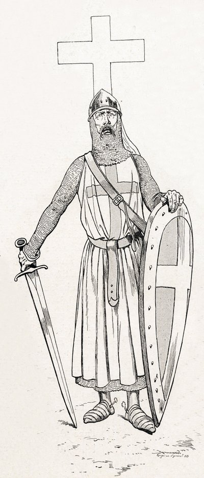 Louis IX Şövalyesi, haçlı seferi kostümü içinde Saint Louis (1214-1270) olarak bilinir. İş (Jacques Marie Gaston Onfray ve Breville) (Jacques-Marie) (1858-1931) “Les grands mots historique du pays de France”” 1915. Privee Collection. by pseudonym for Onfray de Breville Jacques Job