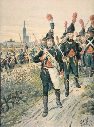 1793 yılında Strasbourg Pontoneers (renkli gravür) by pseudonym for Onfray de Breville Jacques Job