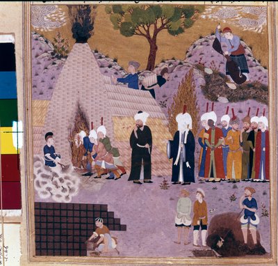 Ateşin üzerinden atlayan yaşlı bir adam by School Iranian