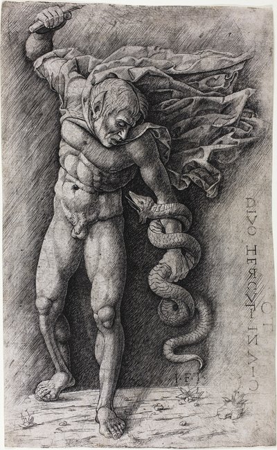 Yılana Saldıran Faun by school of Andrea Mantegna
