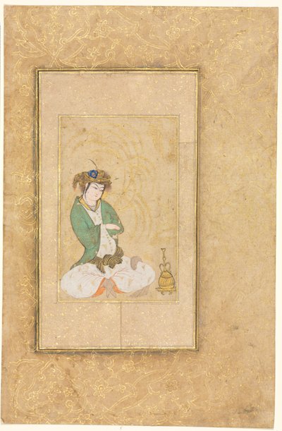 Söğüt Oturan Gençlik; Tek Sayfa İllüstrasyon by style of Muhammad Yusuf