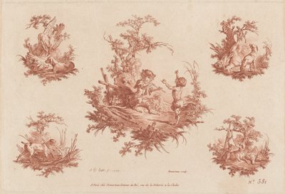 Avlanan Köpeklerin Dört Vinyetli Şarkısı by the Elder and Jean Baptiste Hüet Gilles Demarteau