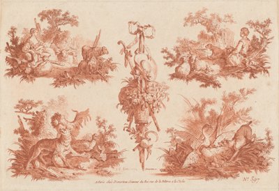 İki Pastoral Vinyet, İki Av Vinyet ve Bir Kupa by the Elder and Jean Baptiste Hüet Gilles Demarteau