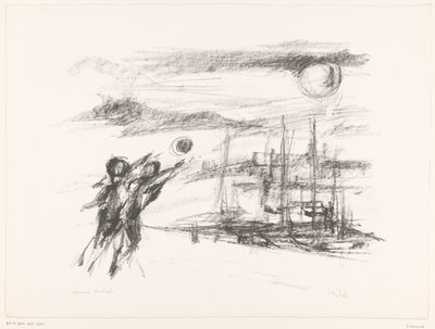 Gemilerle rıhtımda insanlar by unknown (signed by artist)