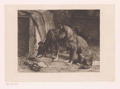 Fare kapanında iki köpek by van den Eyken (attributed to)