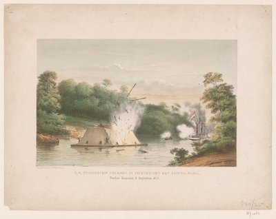ZM Steamship Ünlüler bir kotta-mara ile savaşta. Poeloe Kanamit, 6 Ağustos 1859 (nesne üzerindeki başlık) by weduwe Elias Spanier and Zn